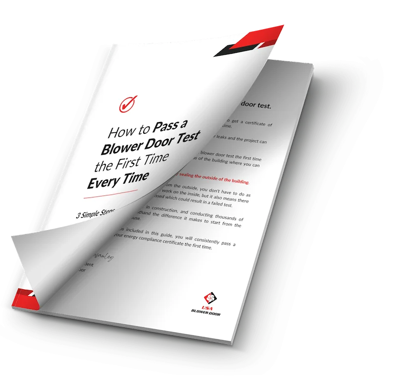 Cover of the free guide “How to Pass a Blower Door Test the First Time Every Time”